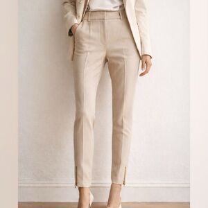 Zara Tailored Ankle Zip Pants Beige XS Screen Worn on TV Minimalist Trousers